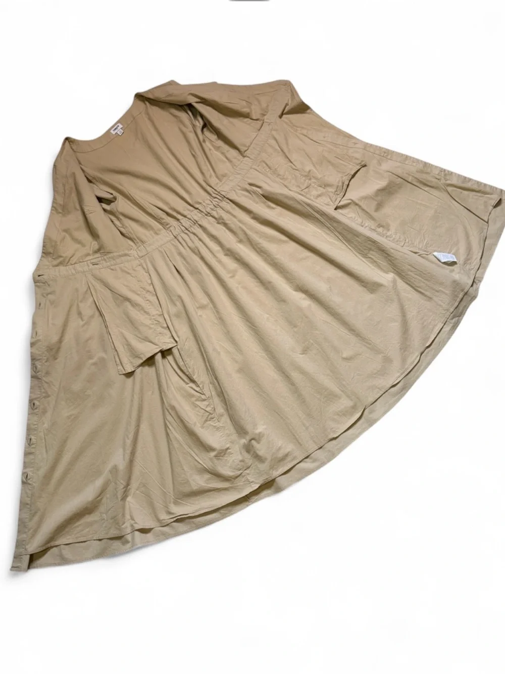 JCrew Tan Beige Short Sleeve Cotton Button Front Wrap Midi Dress
